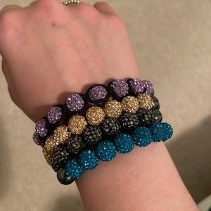 Shambala Bracelet Bundle - gold, purple, black, turquoise